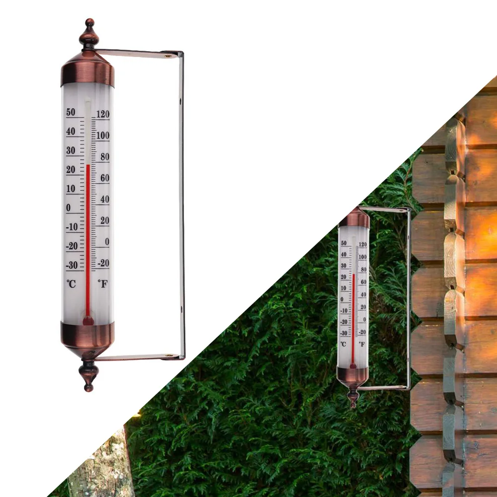 1Pcs Outdoor Thermometer For Garden Greenhouse Patio Balcony Bronze Outside Wall Thermometer Garden Outdoor Supplies Tools