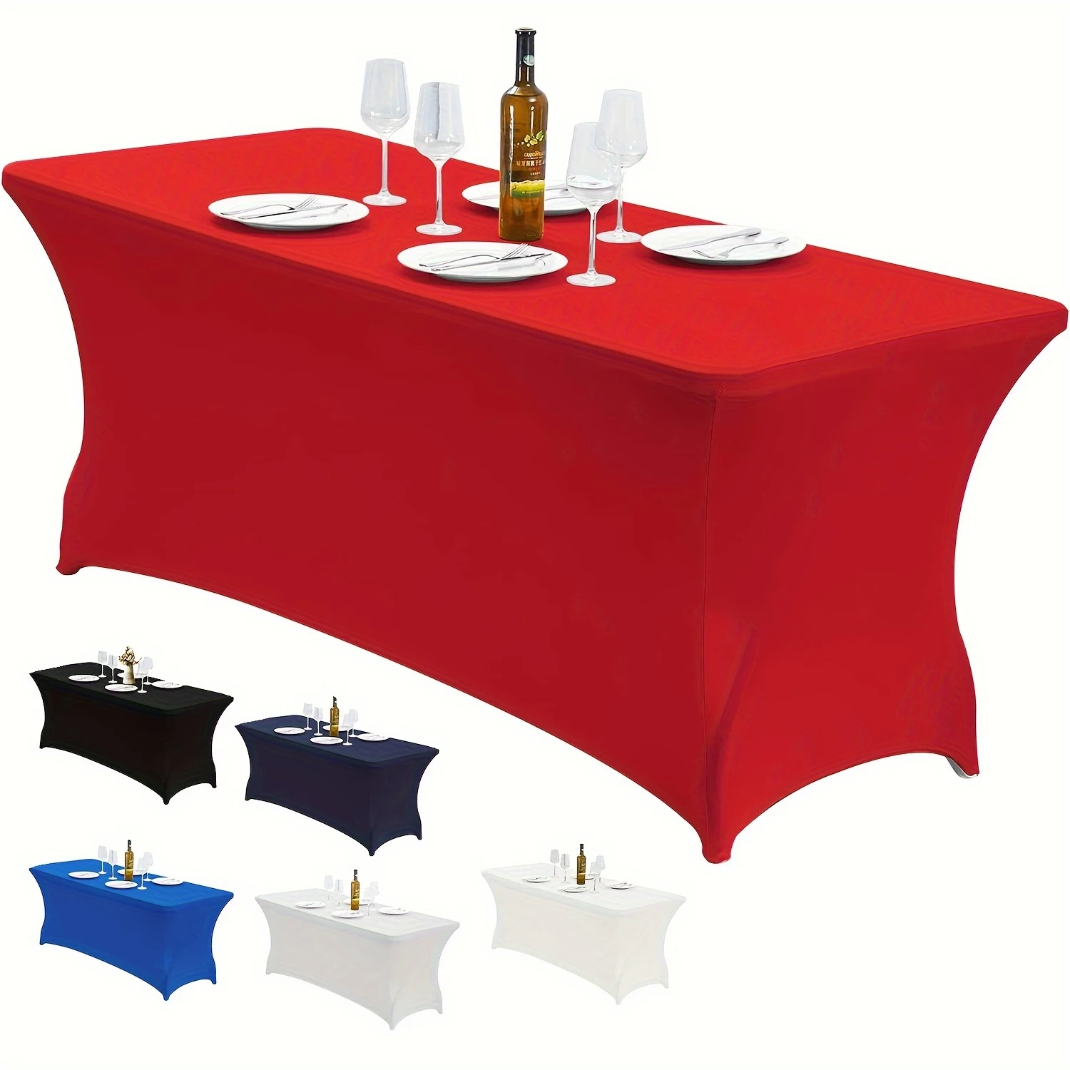 

Stretchable Polyester Tablecloth - Durable & Wrinkle-Resistant for Parties, Banquets, Weddings & Events