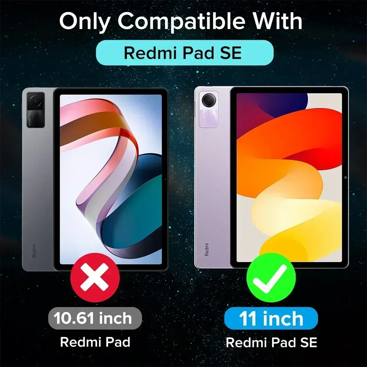 샤오미 레드미 패드 SE용 강화 유리, 스크래치 방지, 버블 프리, 9H 경도 스크린 보호대 필름, 후면 카메라 보호대 포함