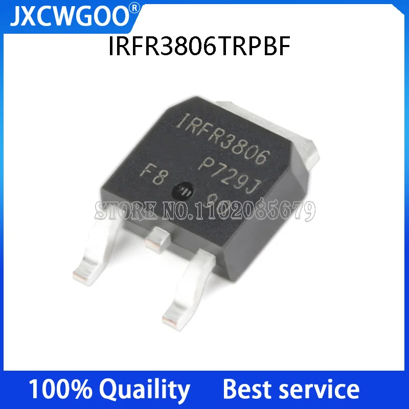 10-100 peças irfr3806trpbf irfr3806 to-252 canal n 60v/43a smd mosfet novo original