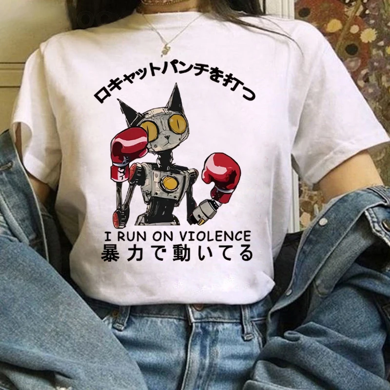 

Женская повседневная футболка с принтом боксерского кота и круглым вырезом, летняя женская одежда с короткими рукавами, футболка обычного размера