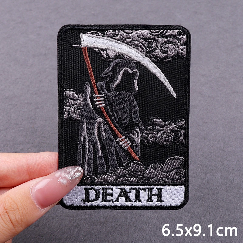 Mystery Tarot Iron On Patches For Clothing Thermoadhesive Patches On Clothes Death Tarot Sew Embroidery Patch Fusible Applique