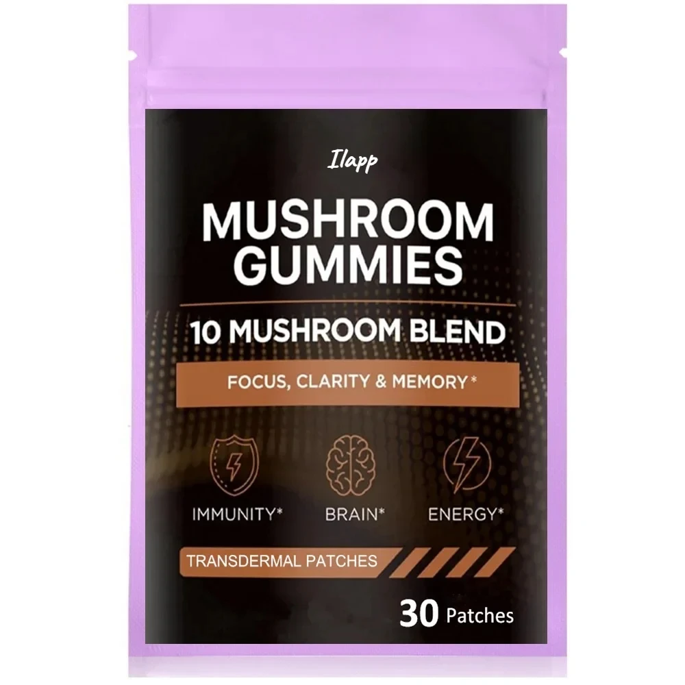 Mushroom Complex Transdermal Patches Brain Booster, Immune Support, Energy for Men & Women 30 Patches