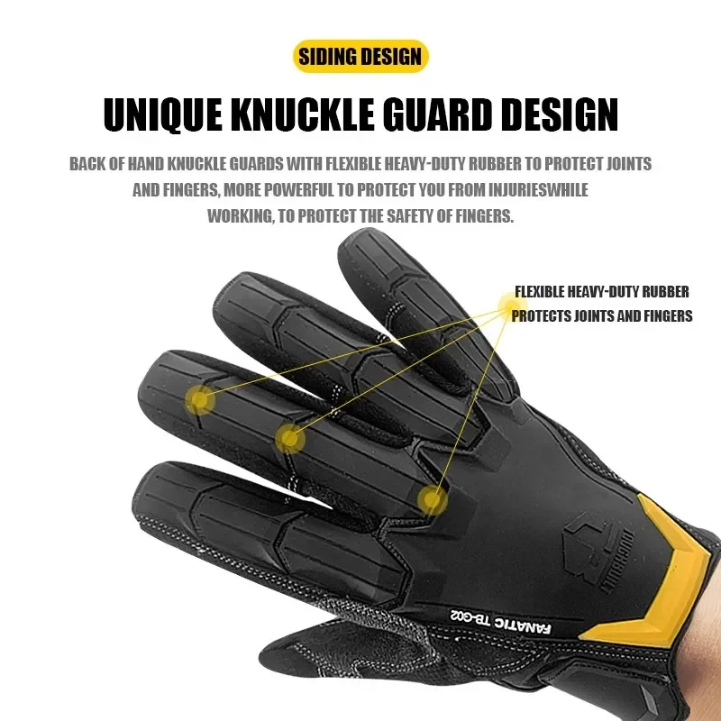 TOUGHBUILT TB-G02 L/XL Fanatic Heavy-Duty Gloves Protection Touch Screen Watch Cutout Rugged Palm Hand Tool Accessories