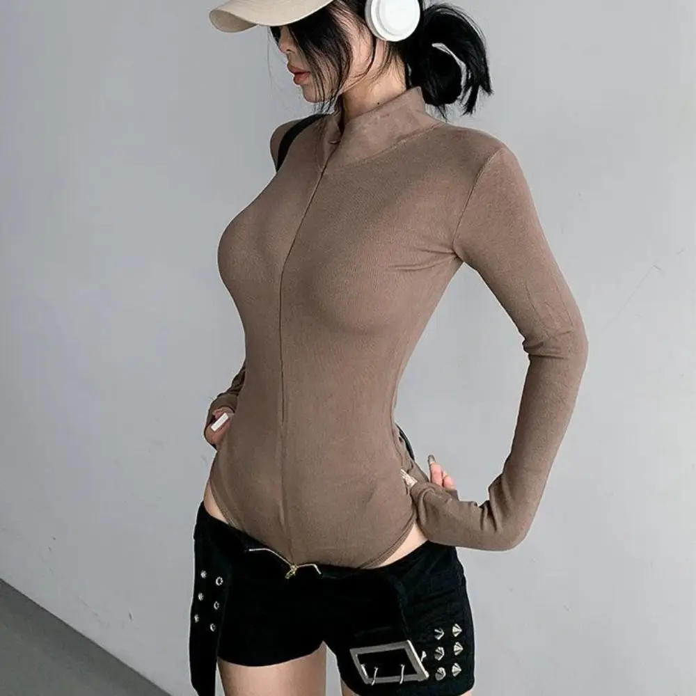 

Underwear Slim Fit Shapewear Zipper Long Sleeve Seamless Bodysuits Stand Collar Bottoming Shirt Slimmer Body Shapers Summer