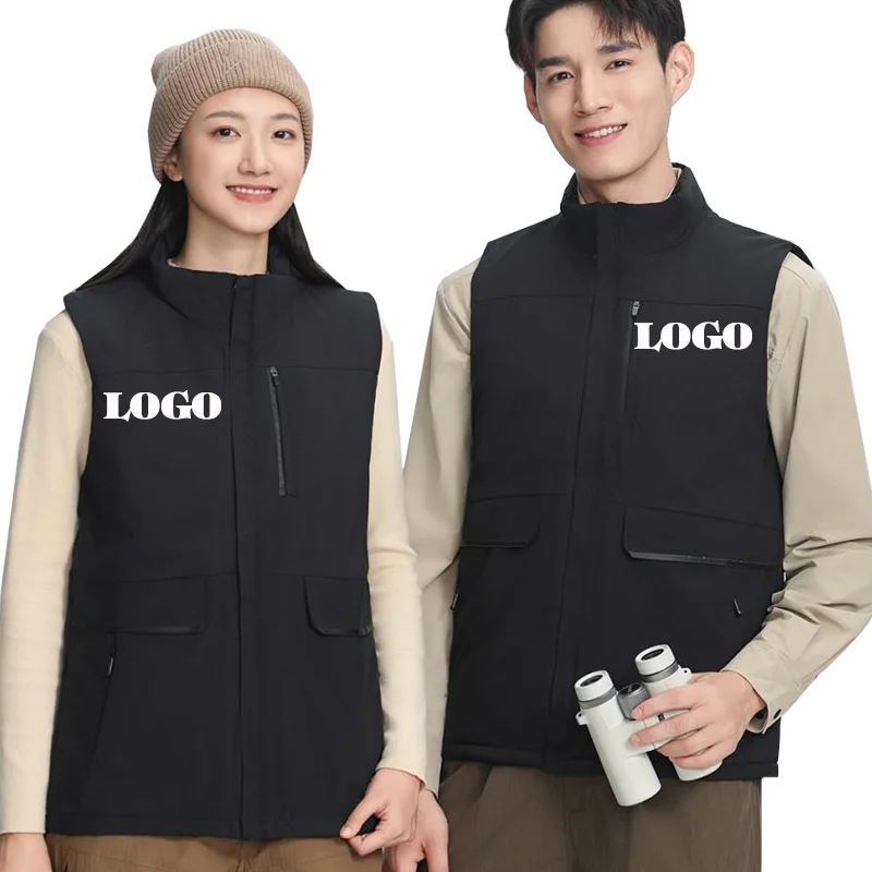 

Men's Autumn Winter Outdoor Thickened Vest Custom Print Design DIY Logo Fleece Down Warm Windproof Waterproof for Hiking Camping