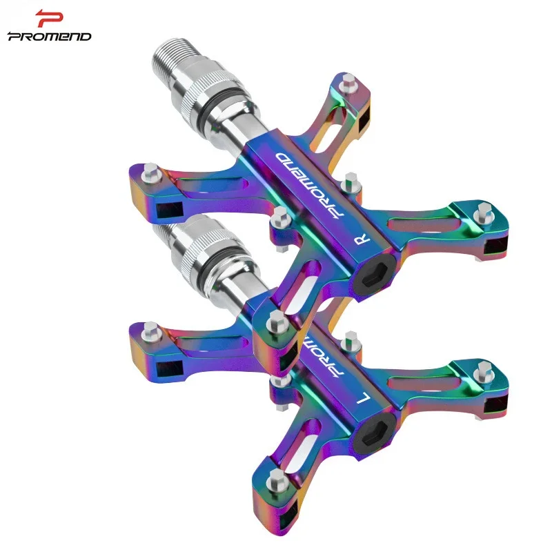 

PROMEND MTB Road Bike Pedal Colorful EZY Quick-Release System Anti-Slip Aluminum Alloy Pedals Light-Weight Three Bearing Pedals