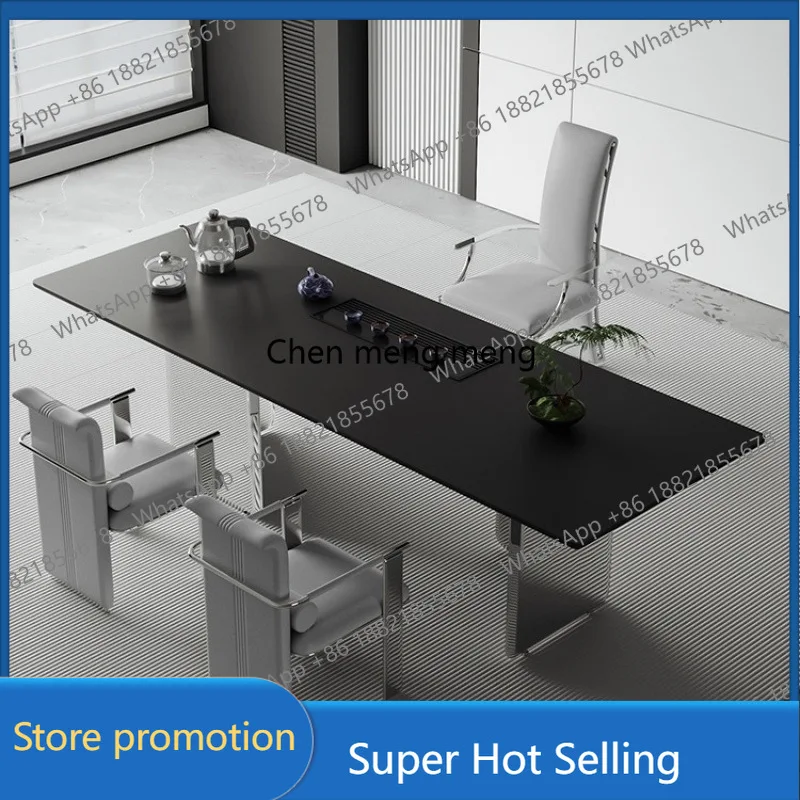 

D46 Rock slab tea table Light luxury Italian household black tea table Living room Kung Fu tea table