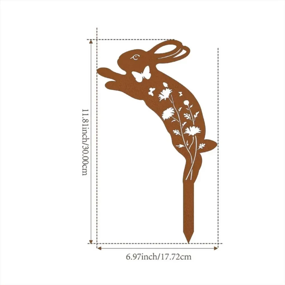 Metal Animal Garden Stakes: Elegant Bunny Butterfly Birds Outdoor Yard Decor