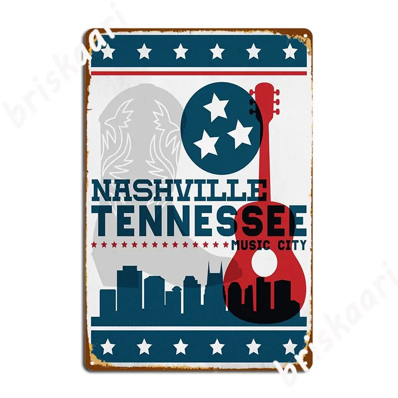 Nashville Tennessee Metal Plaque Poster Bar Cave Wall Decor Club Classic Tin Sign Poster