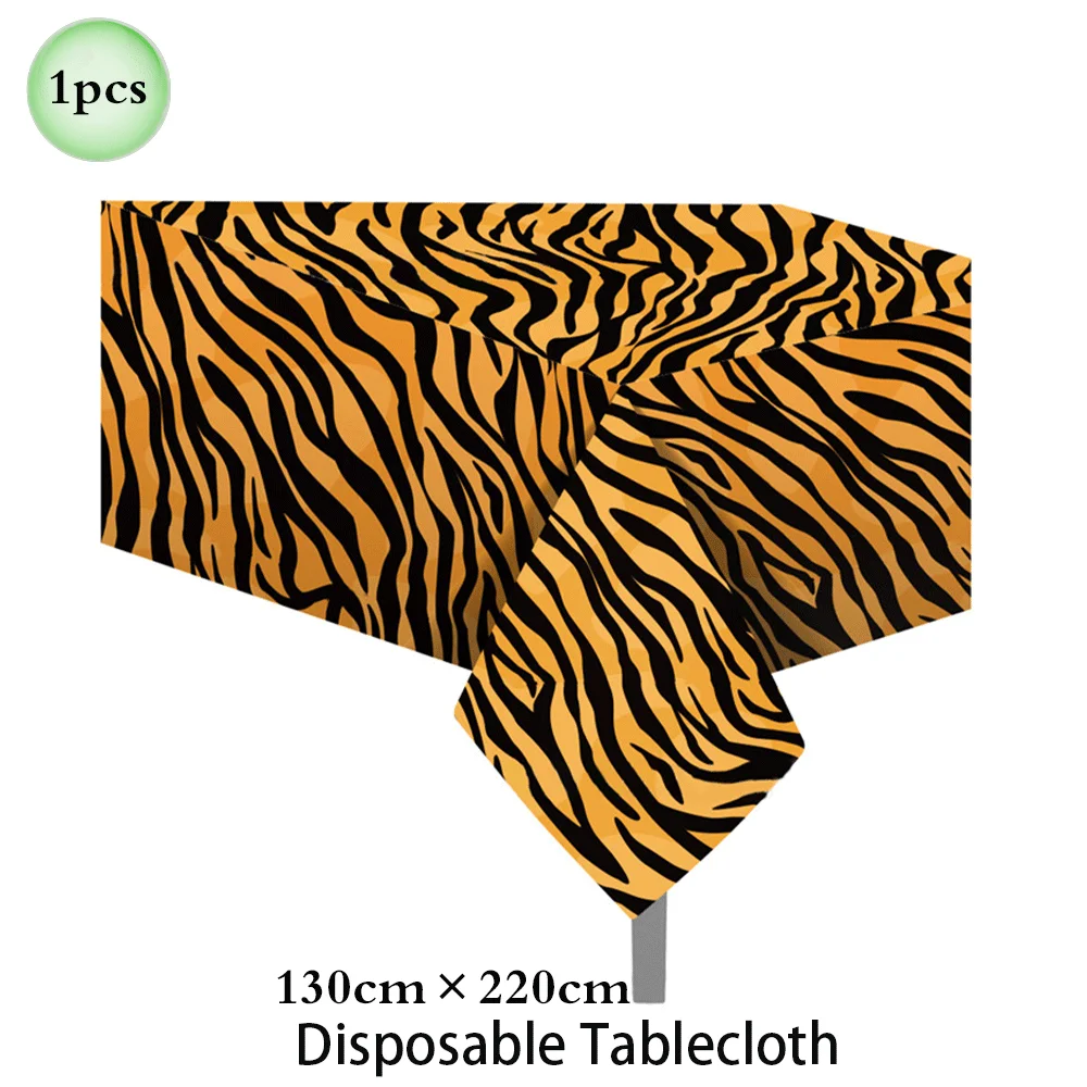 1 Satz Wald Tier Leopard Tiger Druck Platte Tischdecke Servietten Wald Banner Dschungel Safari wild eine Geburtstags feier Dekoration – Detail 23