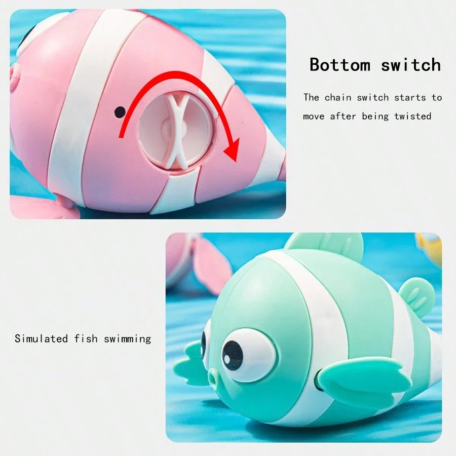 1/3Pcs Fun Bath Toy Animal Clockwork Bathtub Swimming Pool Toy For Toddlers Baby Playing Water Clownfish Crab Dolphin Bath Toys