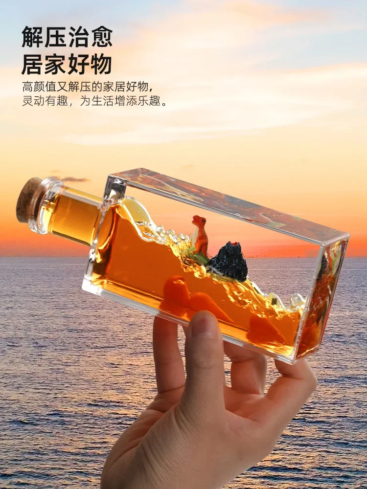 Cruise fluid drift bottle tabletop ornament Cruise cartoon decompression cure creative pirate ship gift birthday men and women