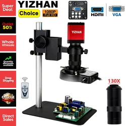 YIZHAN 1080P Digital Electronic Microscope For Soldering, 13MP VGA HDMI Video Microscope, 130X C-Mount Lens, Stable Bracket