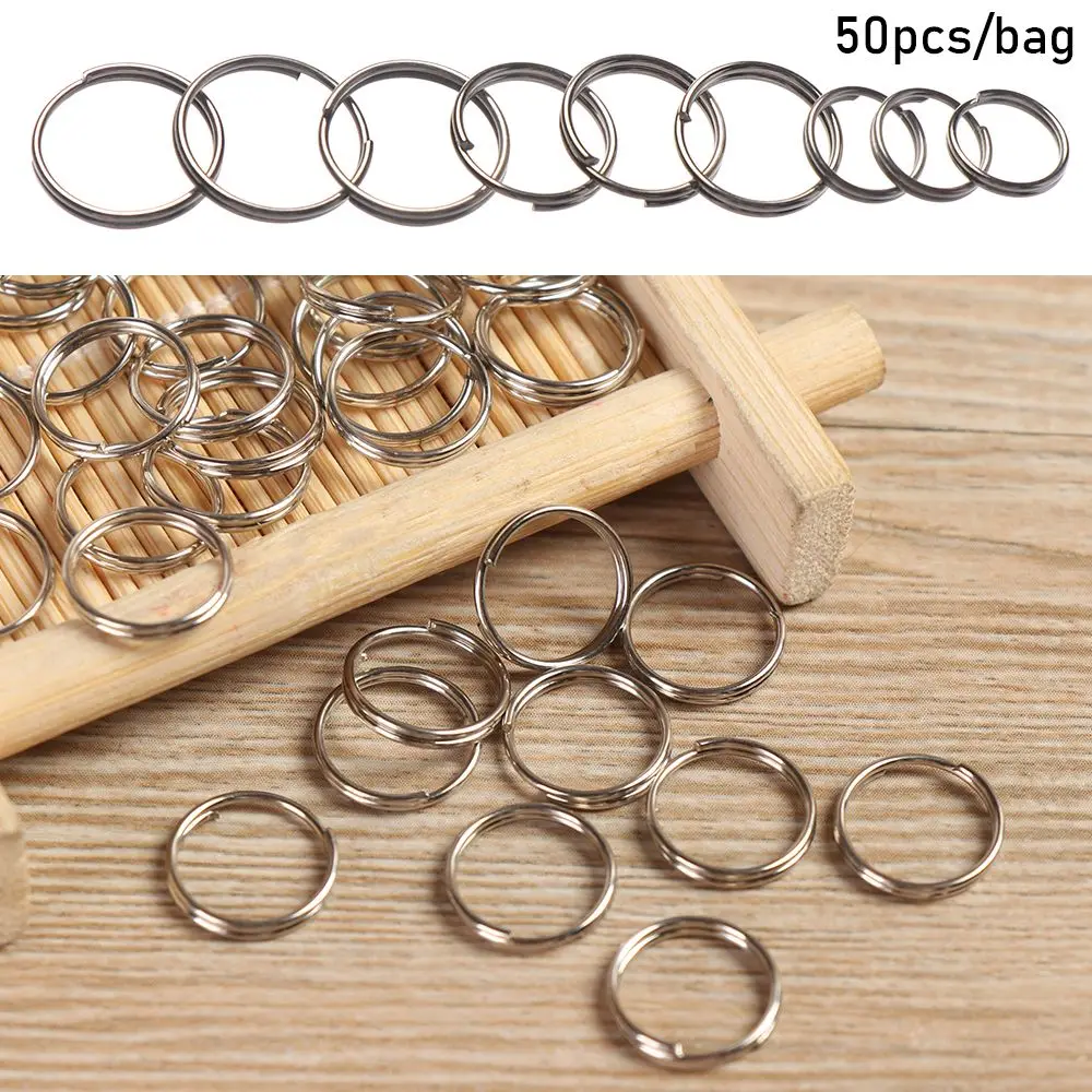 50pcs High Quality Tag Screw Lock Outdoor Camping Keyring Circle Loop Key Hooks Pendant Gadget Keychain Ring