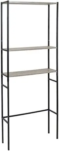 

71-Inch 3-Tier Industrial Style Over-The-Toilet - Veneer Finish and Black Iron Frame - Teak Color Remachadora Leather rivets