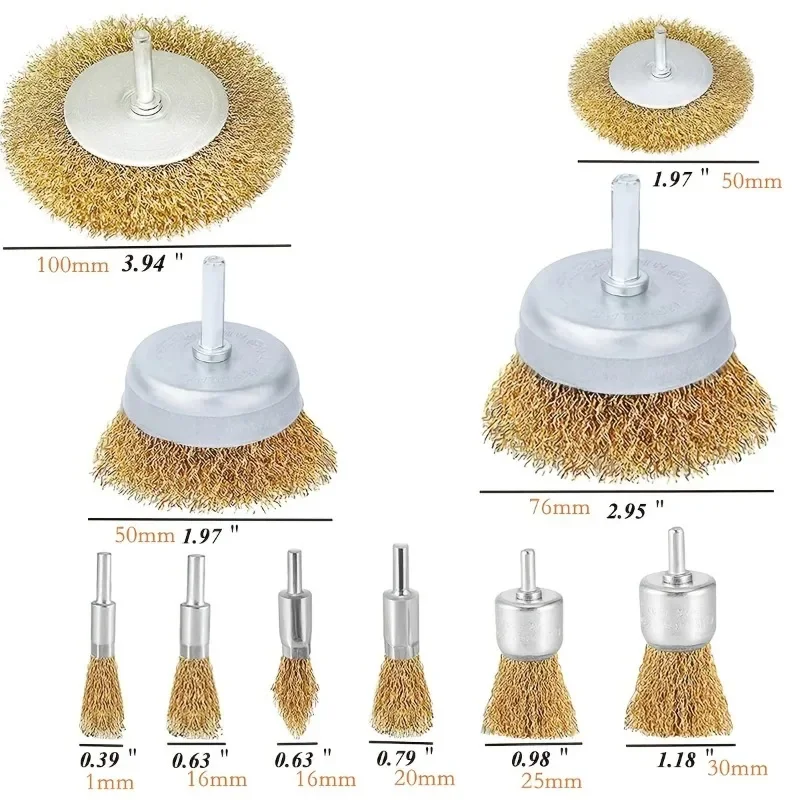Szczotka druciana Zestaw szczotek kubkowych, zestaw grubo karbowanych kółek drucianych z chwytem 1/4 cala do mocowania wiertarki Szczotka druciana