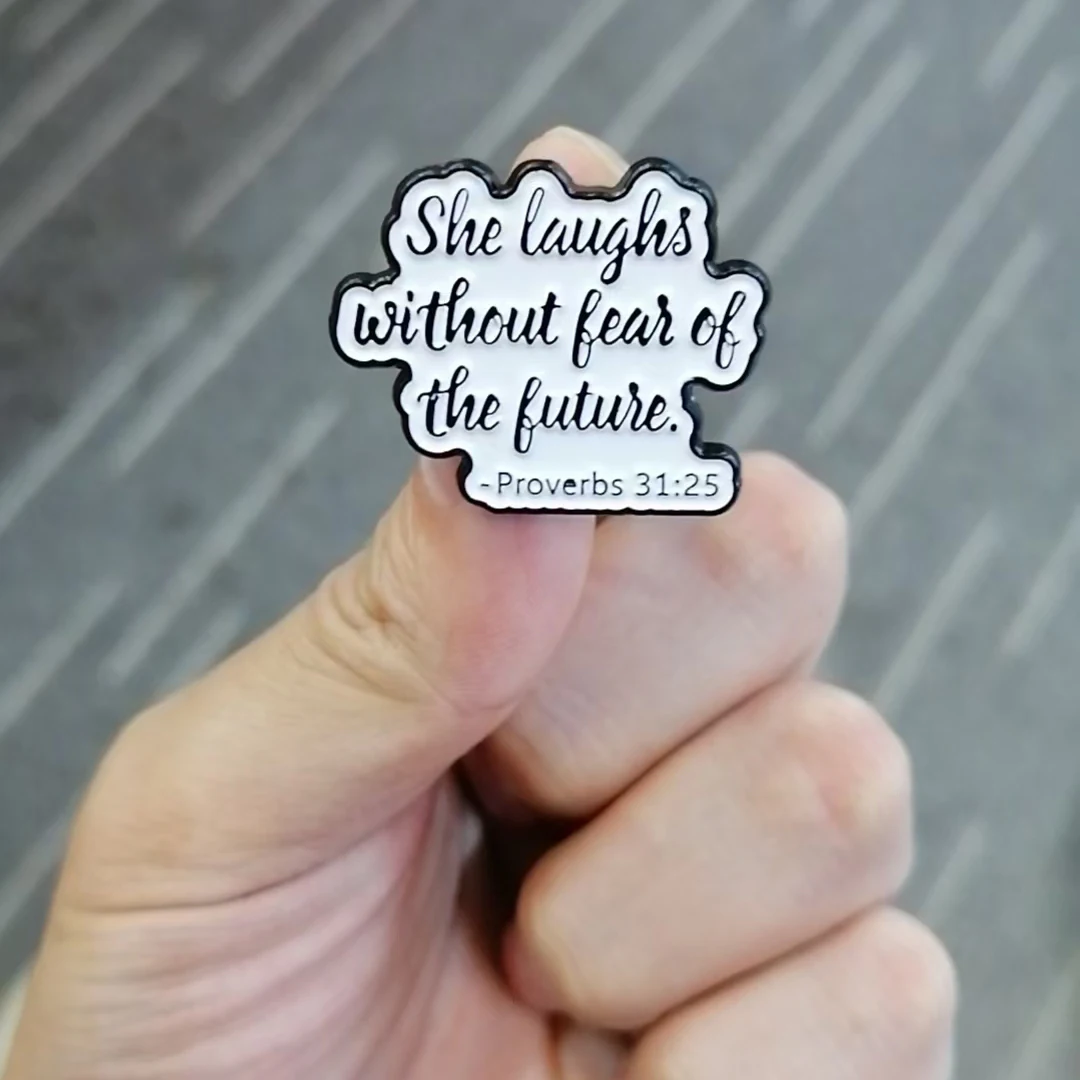 fashion she laughs without fear of the future lapel pin