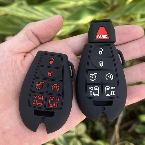 Funda de silicona para llave de coche con 7 botones, funda de piel para Jeep Commander Dodge Grand Caravan Chrysler Grand Voyager Town Country, juego remoto