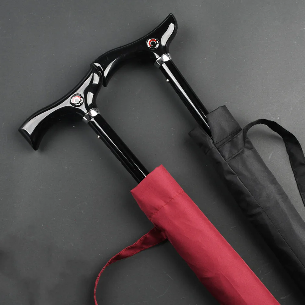 Adjustable Crutch Umbrella Old Man Walking Stick Sun Clear Umbrella windproof Gift Climbing Rain Umbrellas Guarda Chuva SY287