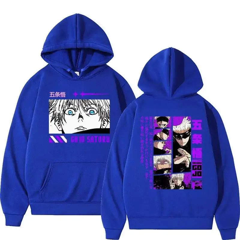 Anime Jujutsu Kaisen Gojo Satoru Hoodie for Men Women Hoodie Autumn Winter Long Sleeve Hooded Pullover Plus Size Streetwear