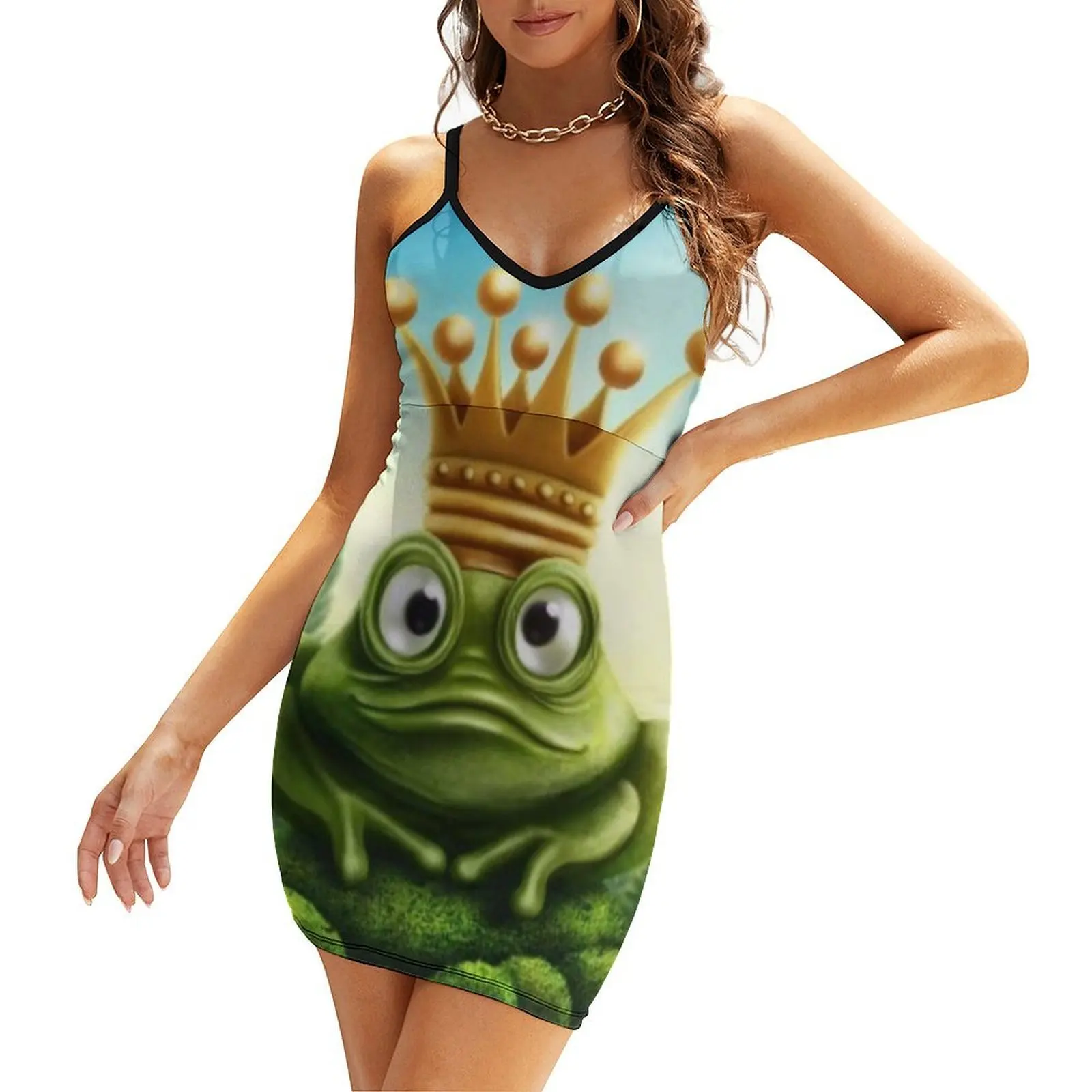 

frog prince with gold crown Sling Dress Dress women Summer dresses for women woman dress summer dresses women 2025