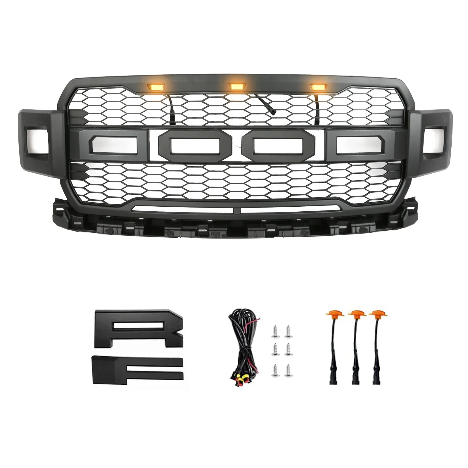 

Matte Black Front Grille For Ford F-150 2009-2014 2015-2017 2018-2020 F150 Upgrade Raptor Style Racing Grill Car Body Kits