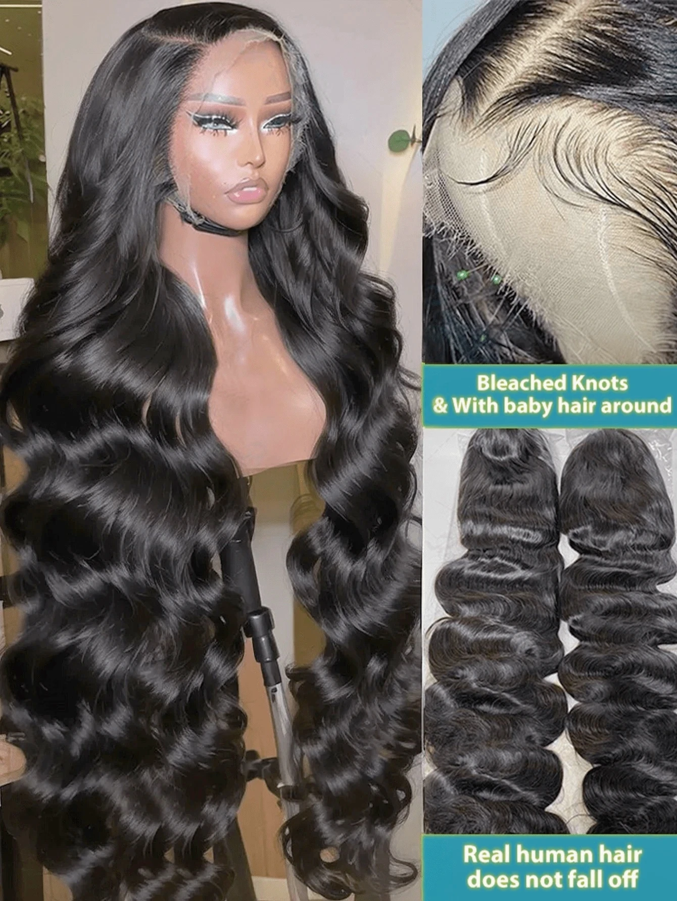 200 الكثافة 30 32 بوصة الشعر البرازيلي 13x4 HD الدانتيل باروكة من شعر طبيعي الجسم موجة قبل قطعها 5x5 شعر مستعار دانتيل بدون صمغ مع شعر الطفل