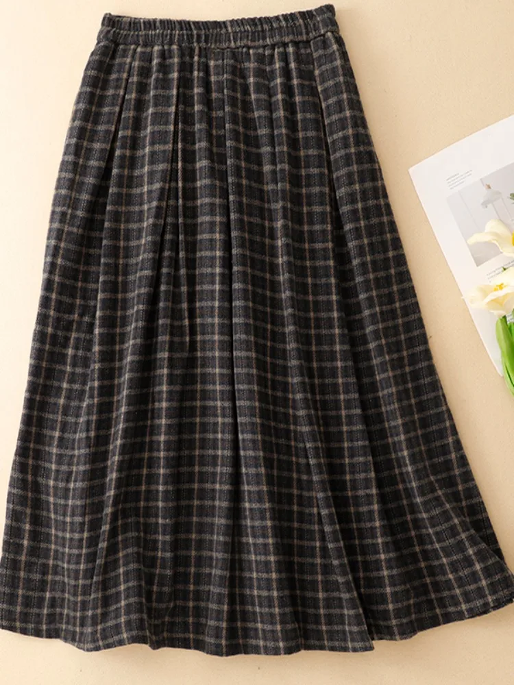 High-End Retro Classic Plaid A-Line  Skirt Women's Daily Matching Pleated Skirt plus Size Super Beautiful Skirt