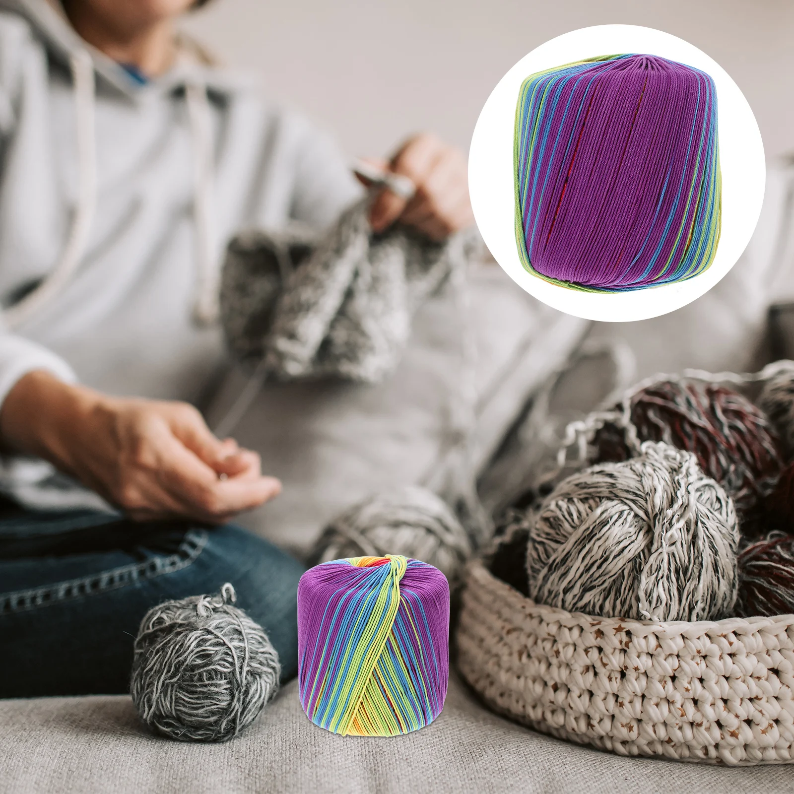 

133M Color-Blocked Gradient Cotton Yarn For Knitting Crochet Scarves Hats Blankets Thick Soft Durable Craft Material Diy