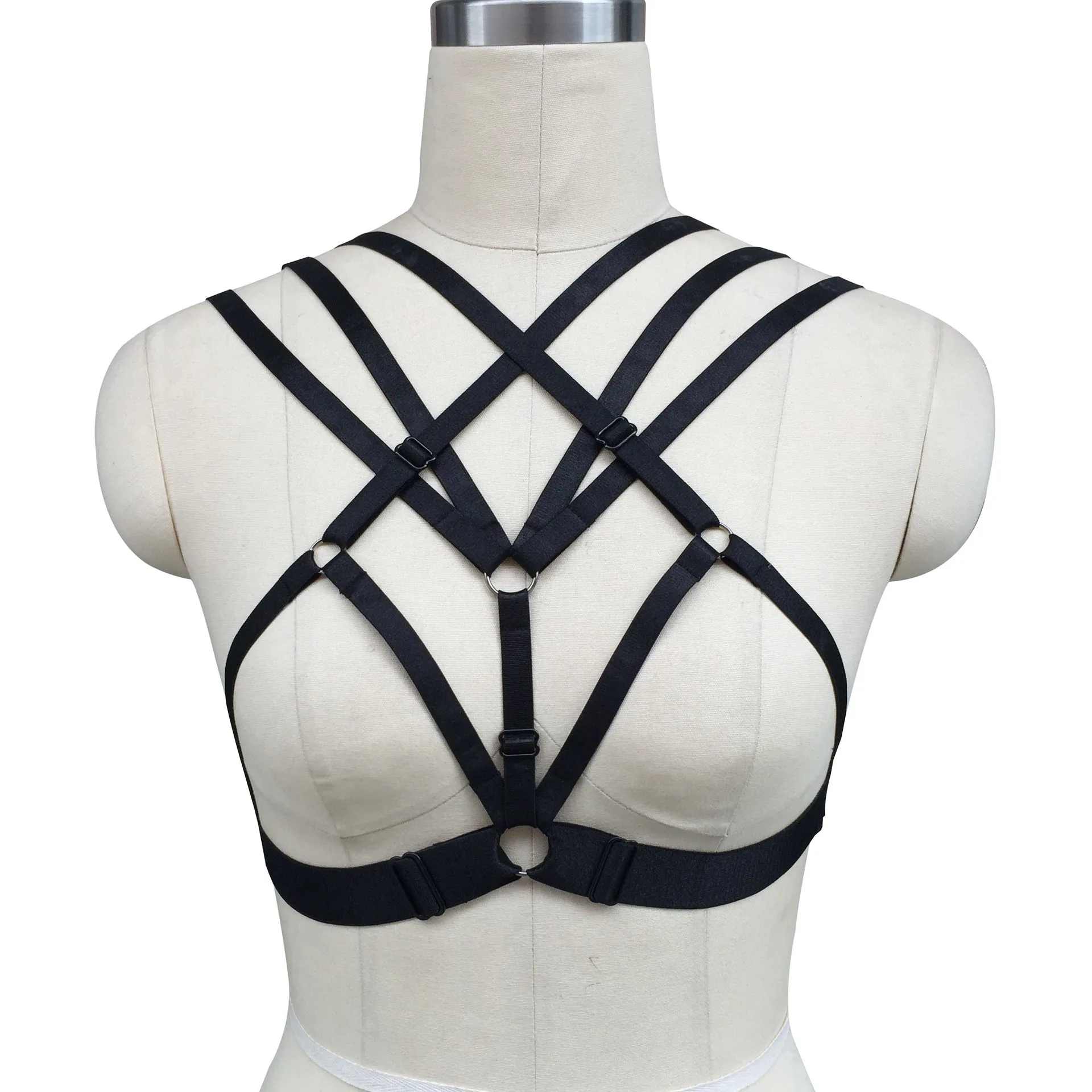 

Black Body Harness Cage Bra Halloween Fetish Wear Body Harness Harajuku Adjustable Sexy Lingerie Bondage Harness Belt Body Cage