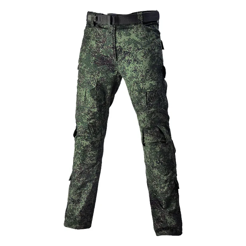 Autumn Training Sets Men Outdoor RU Camo Airsoft Uniform Paintball Tshirts+Multi-pocket Straight Cargo Pants 2 Pcs Suits Clothes