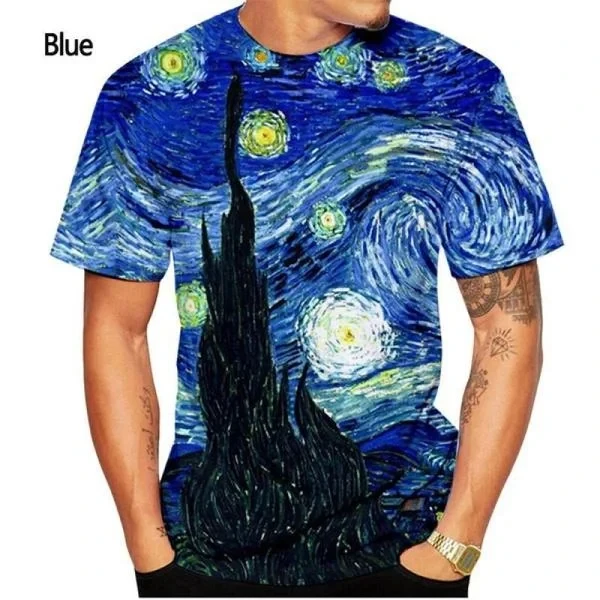 2024 Summer Vincent Van Gogh Art The Starry Night 3d Printed T-Shirt Men Women Causal Retro Short Sleeve Tee Tops Kids Clothing