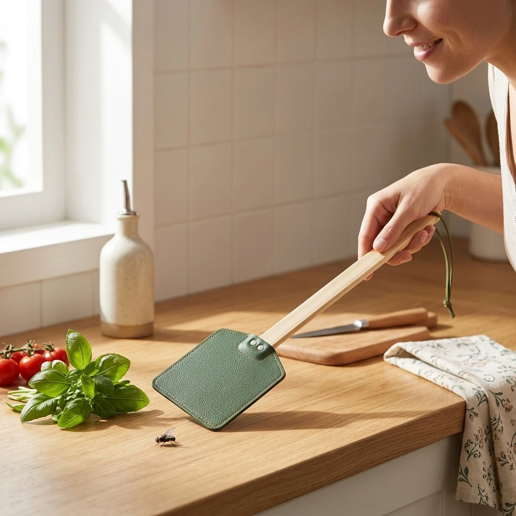 Gardening Tools Long - Pemukul Lalat Kulit dengan Gagang Panjang,