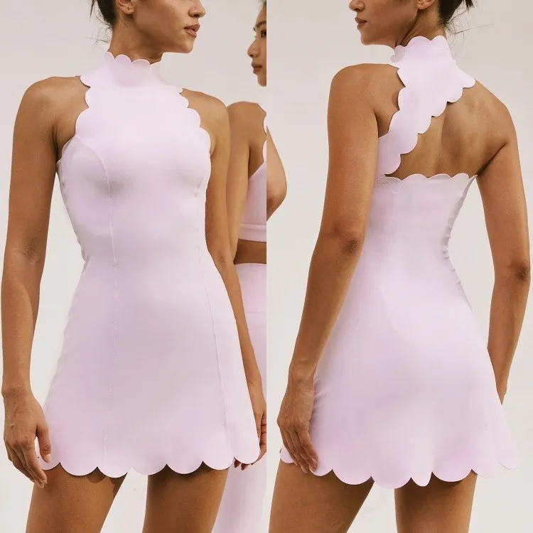 

Пуловер без рукавов, кружевная теннисная юбка, облегающий бюстгальтер без износа, противоударная цельная юбка для йоги, дышащая, удобная и