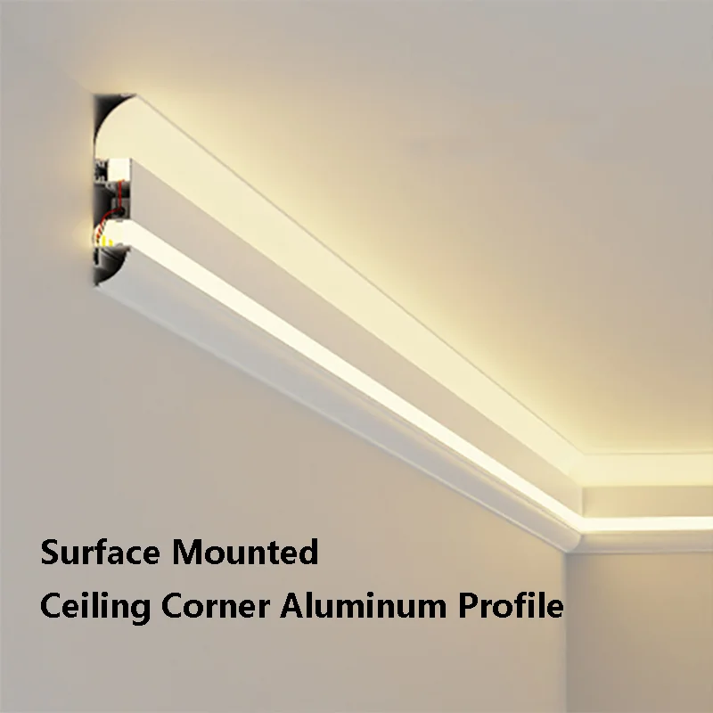 Ceiling Top Corner Aluminum Profile PC Diffuse Channel Up Down Luminous Surface Mounted Wall Washing Linear Hard Strip Light