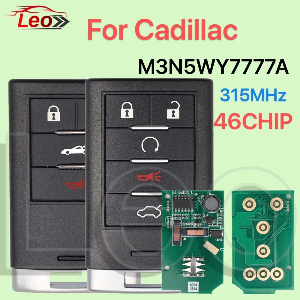 Leo M3N5WY7777A  PN:25943677  315MHz ID:46CHIP Car Smart Remote Key For Cadillac 4/5 Button CTS STS SLS 2008 2009-2014