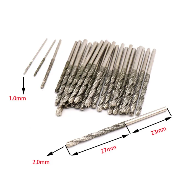 Diamond Drill Bit Diamond Coated Tipped Tip Twist Drill Bits for Glass Jewelry Stone Tile 0.8mm 1mm 1.2mm 1.5mm 1.8mm