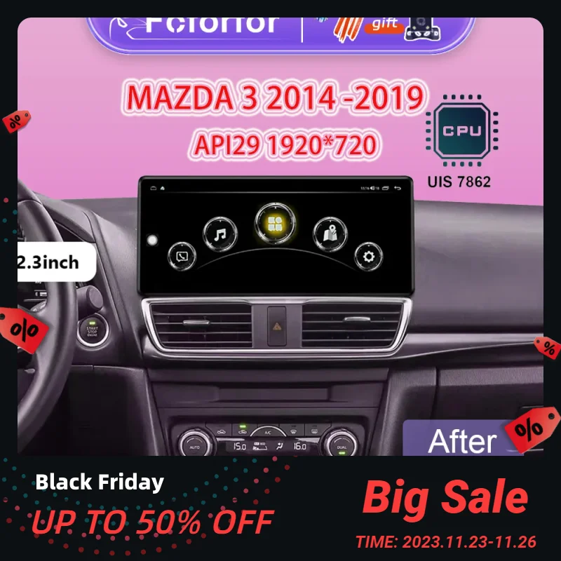 12.3 Inch 2 Din Android For Mazda 3 2014 2015 2016 2017 2018 2019 Car Radio Stereo Multimedia Player Autoradio GPS Navi Screen