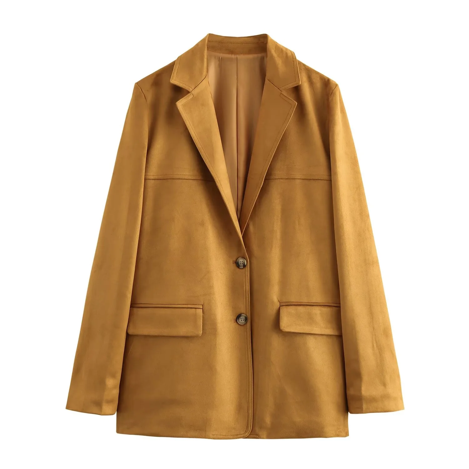 

2025 Winter New Women's Casual Fashionable Simple Loose Versatile Long-Sleeved Velvet Texture Button-Down Suit Jacket