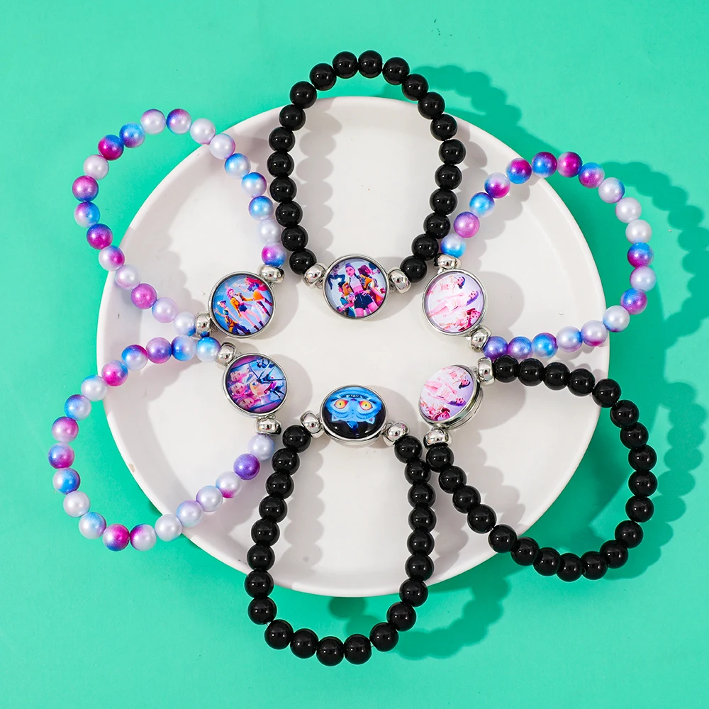 Prezent Kpop Demon Hunter Huntrix, urocza elastyczna bransoletka z koralikami dla dzieci i nastolatków, prezent na urodziny, Boże Narodzenie, festiwal, imprezę