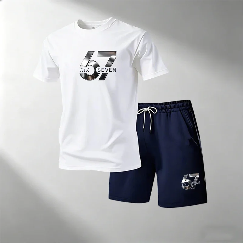 Angebot: Herren 2-teiliges Sportset Rundhals-T-Shirt + Sportshorts Atmungsaktiv Schnelltrocknend Lässig Für Fitness Zuhause Outdoor Sommer