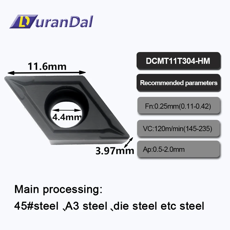 DCMT11T304-HM LC6125, envío gratis, insertos de carburo de alta calidad, revestimiento CVD, hoja giratoria Indexable, herramientas de mecanizado de tornos de Metal