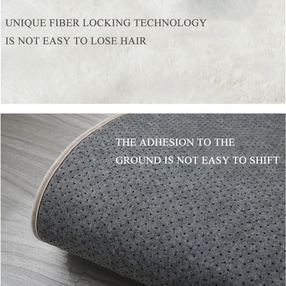 Fluffy Shaggy Imitation Wool Bedside Rugs Floor Protection Non Slip Bedroom Mats Washable Long Hair Carpet Home Decor