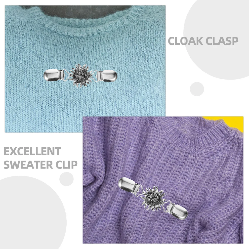 2pcs Shawl Clip Metal Cardigan Clasp Flower Design Clothes Fastener For Women Scarf Sweater Shawl Fixing Clip Clothing
