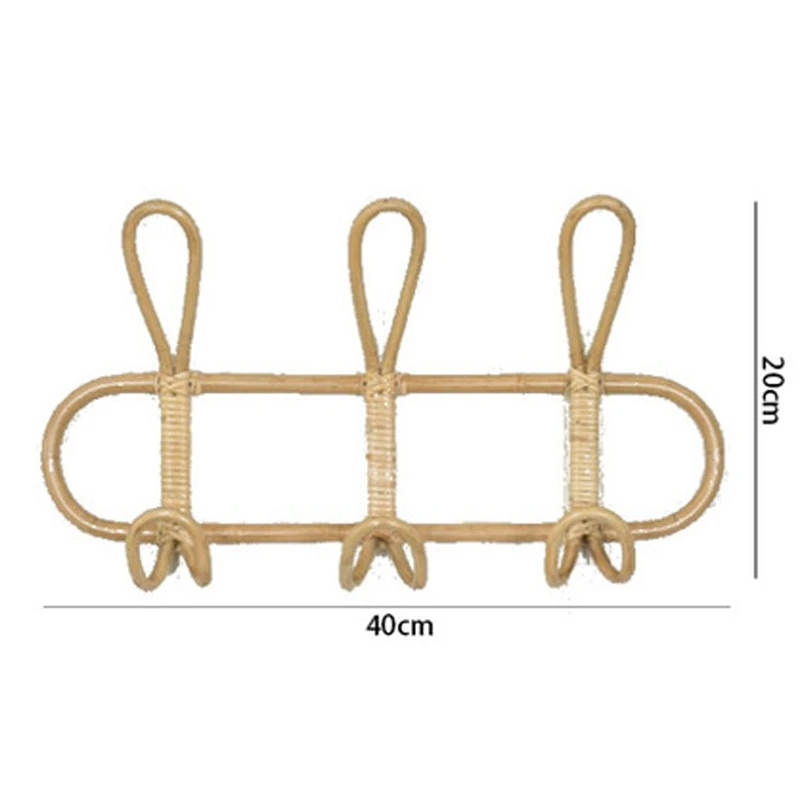 Rattan Wall Hooks Rattan Hanger Kids Garments Organizer Rack Clothes Hat Hanging Hook Kids Room Decor Hangers Clothing Storage