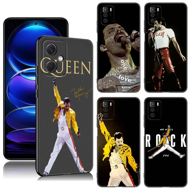 Freddie Mercury Queen Black Silicone Phone Case For Xiaomi Redmi Note 10 11 11S 12 13 4G 8 9 11T Pro 5G Plus 8T 9S 10S 12S