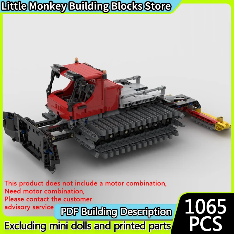 

City Car Model MOC Building Bricks Red Heavy RC Snow Groomer Modular Technology Gifts Holiday Assemble Children Toys Suit
