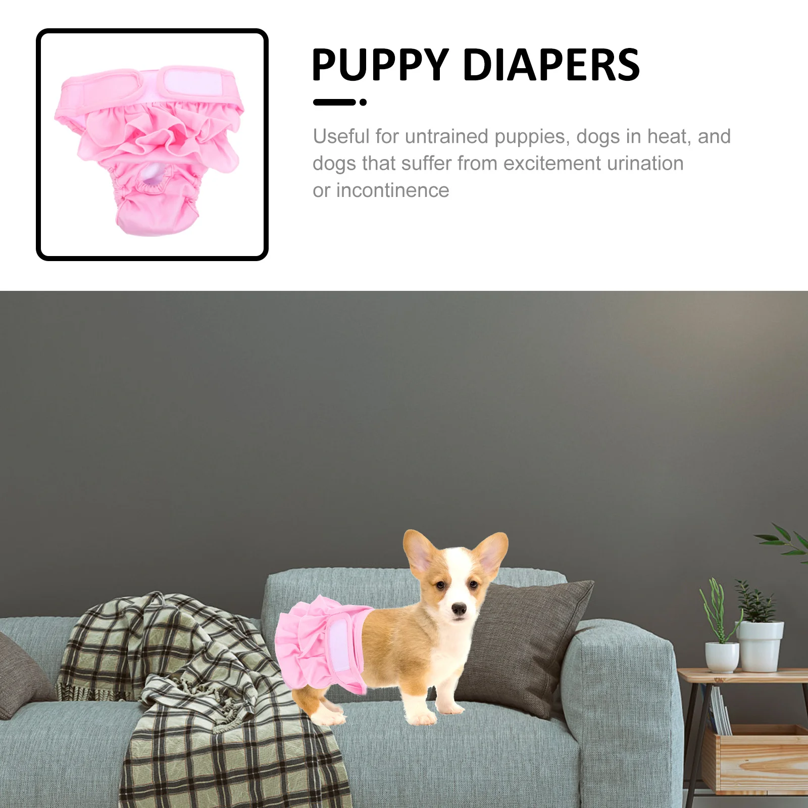 

Washable Dog Sanitary Pant Puppy Diaper Pant for Excitement Urination Incontinence Heat Period Indoor Pet Diaper Anti-Leak