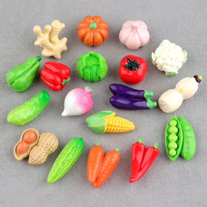 Vegetable 3D Resin Cabochon for Deco Crafts Wholesale 3D Fake Foods Pumpkin Resin DIY Decoration Accessory Kids Slime Charms